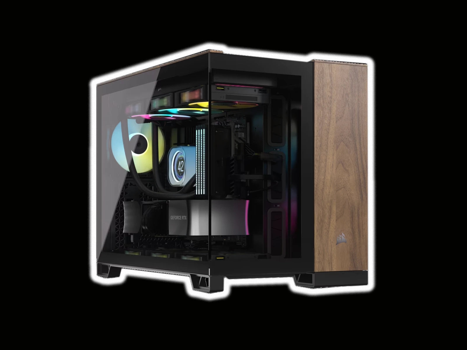 Corsair 2500X Micro ATX Dual Chamber - Black/Walnut Wood