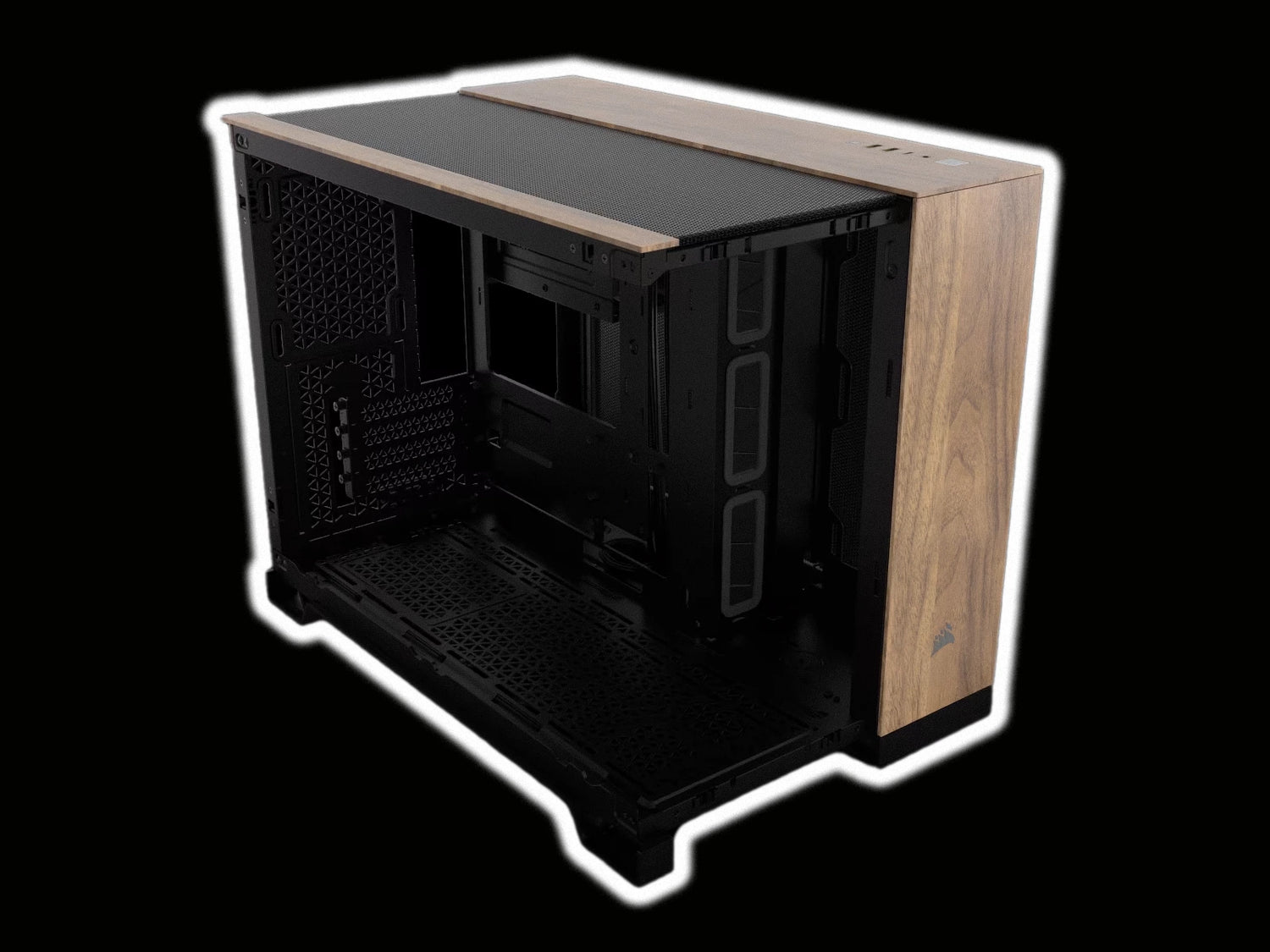 Corsair 2500X Micro ATX Dual Chamber - Black/Walnut Wood